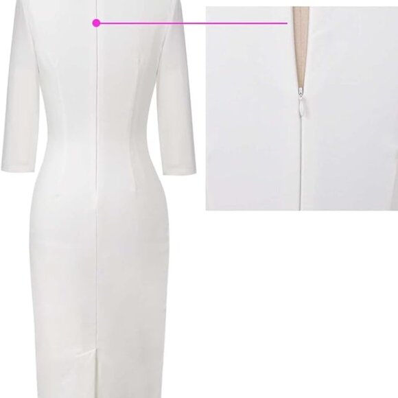 Wedding Dress Business Woman Office Formal Cross Bodycon Stretch XL 14 16 18 - Picture 13 of 15